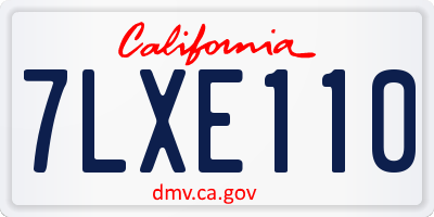 CA license plate 7LXE110