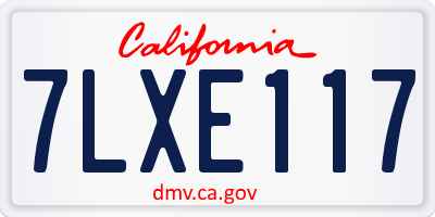 CA license plate 7LXE117