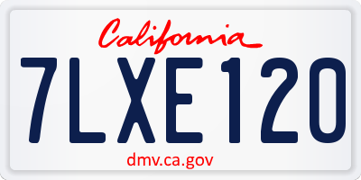 CA license plate 7LXE120