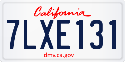 CA license plate 7LXE131