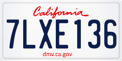 CA license plate 7LXE136