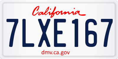 CA license plate 7LXE167