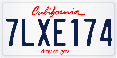 CA license plate 7LXE174