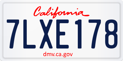 CA license plate 7LXE178