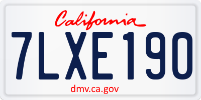 CA license plate 7LXE190