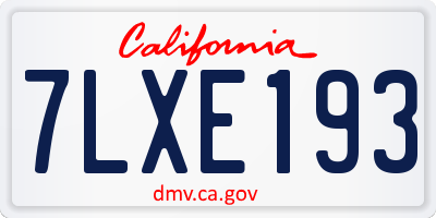 CA license plate 7LXE193