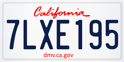 CA license plate 7LXE195