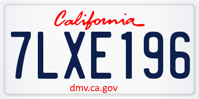 CA license plate 7LXE196