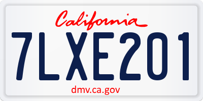 CA license plate 7LXE201