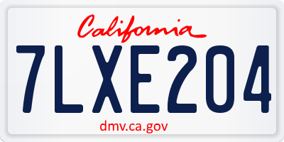 CA license plate 7LXE204