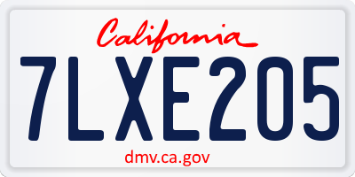 CA license plate 7LXE205