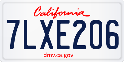CA license plate 7LXE206