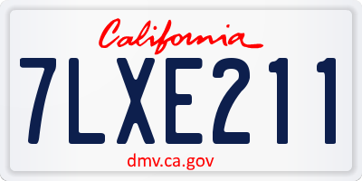 CA license plate 7LXE211