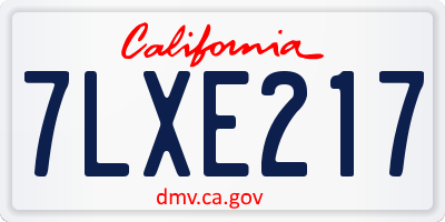 CA license plate 7LXE217