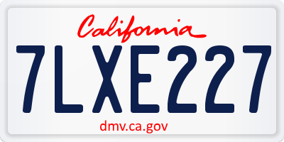 CA license plate 7LXE227