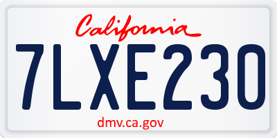 CA license plate 7LXE230