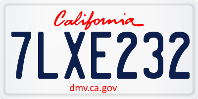 CA license plate 7LXE232