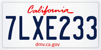 CA license plate 7LXE233