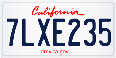 CA license plate 7LXE235