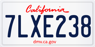 CA license plate 7LXE238