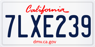 CA license plate 7LXE239