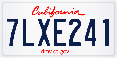 CA license plate 7LXE241