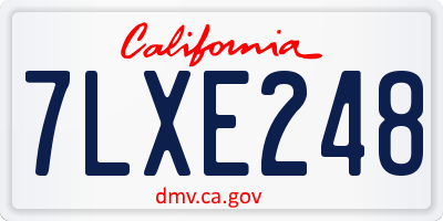 CA license plate 7LXE248