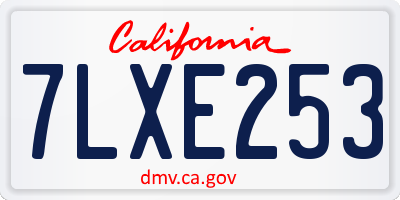CA license plate 7LXE253