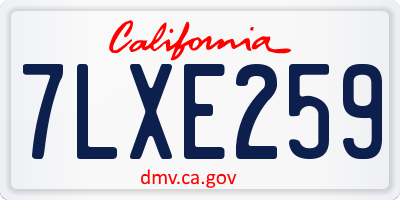 CA license plate 7LXE259