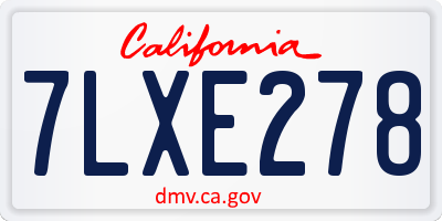 CA license plate 7LXE278