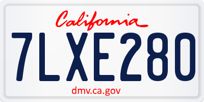 CA license plate 7LXE280