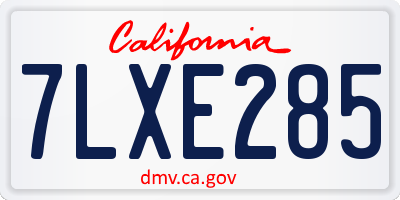 CA license plate 7LXE285
