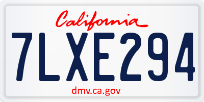 CA license plate 7LXE294