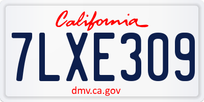 CA license plate 7LXE309
