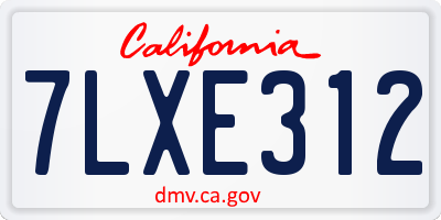 CA license plate 7LXE312