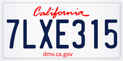 CA license plate 7LXE315