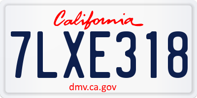 CA license plate 7LXE318