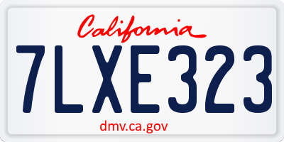 CA license plate 7LXE323