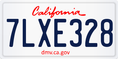 CA license plate 7LXE328