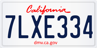 CA license plate 7LXE334