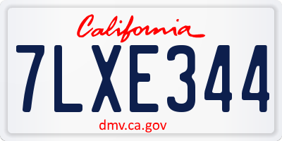 CA license plate 7LXE344