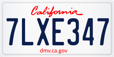 CA license plate 7LXE347
