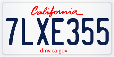 CA license plate 7LXE355