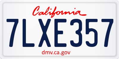CA license plate 7LXE357