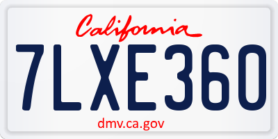 CA license plate 7LXE360