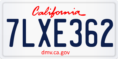 CA license plate 7LXE362