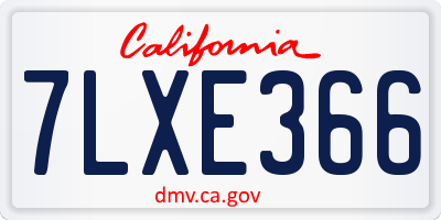 CA license plate 7LXE366