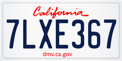 CA license plate 7LXE367