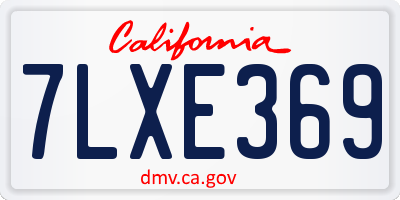 CA license plate 7LXE369