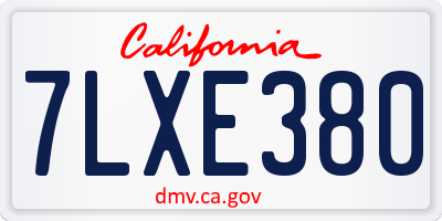 CA license plate 7LXE380